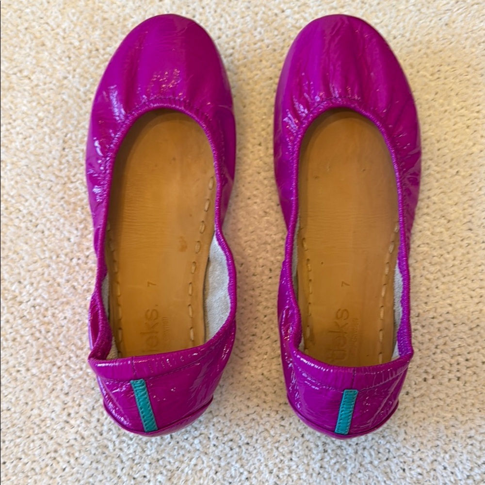 Tieks Purple Flats with Elastic Ruched Design